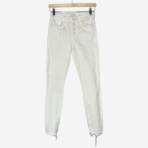 Mother Womens Jean 25 White The Pixie Ankle Fray Fairest Skinny Button Fly USA